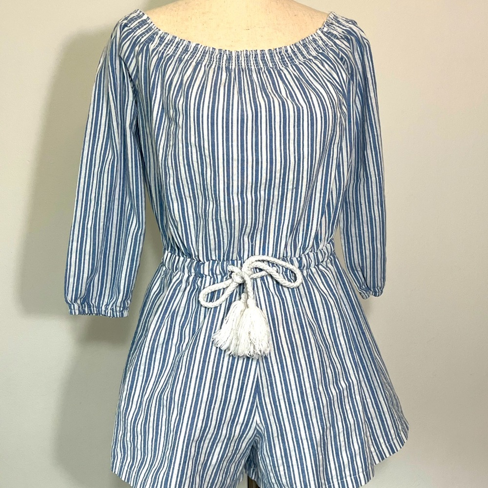 Jumpsuit | Size 8 | Stripes Blue and white